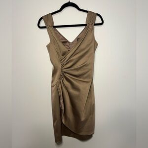 BCBG Paris Vintage Asymmetrical Taupe Tan Light Brown Cocktail Formal Dress